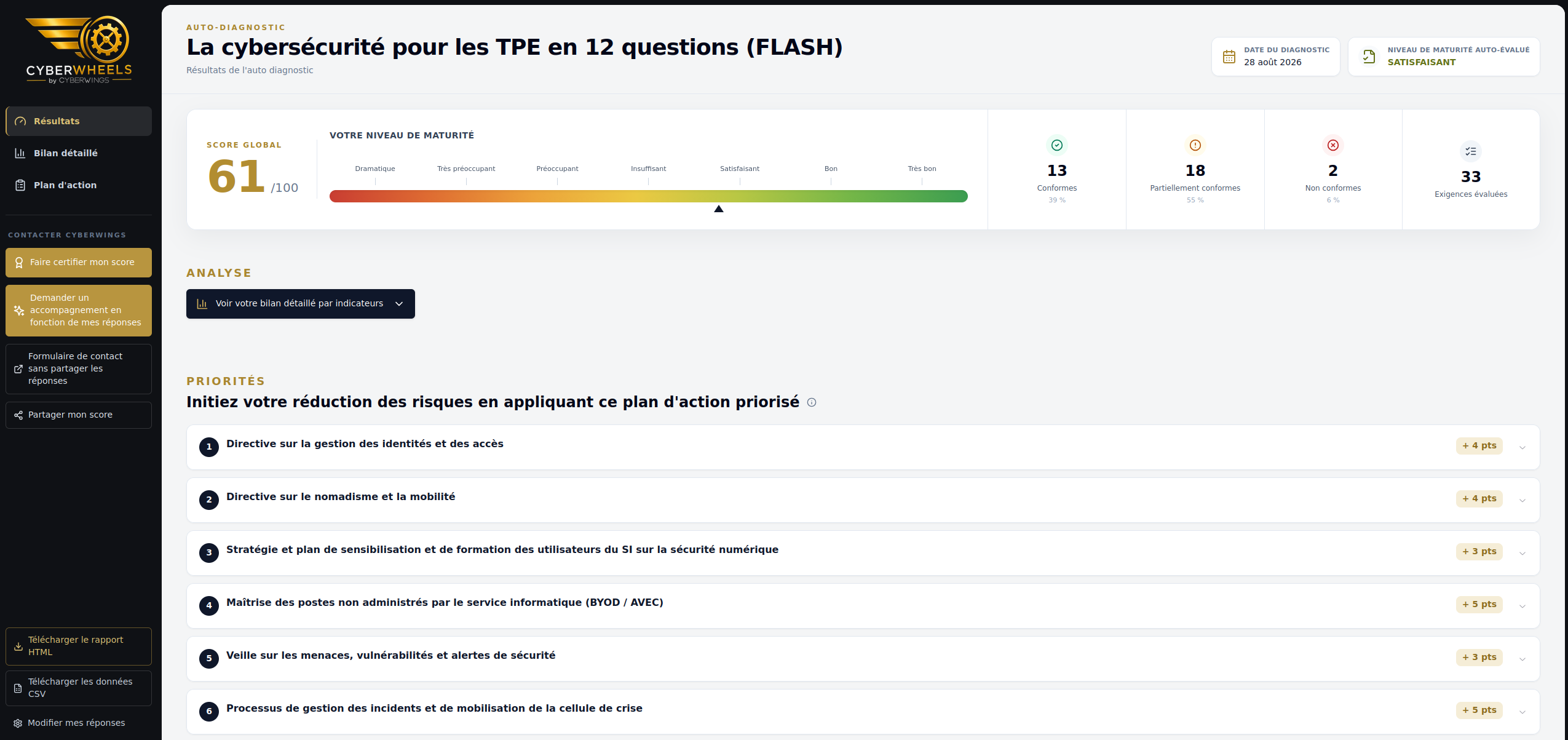 Rapport automatique g&eacute;n&eacute;r&eacute; par Diagator